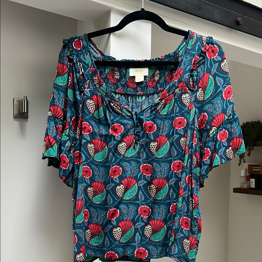 Anthropology Blue Floral Women's Top